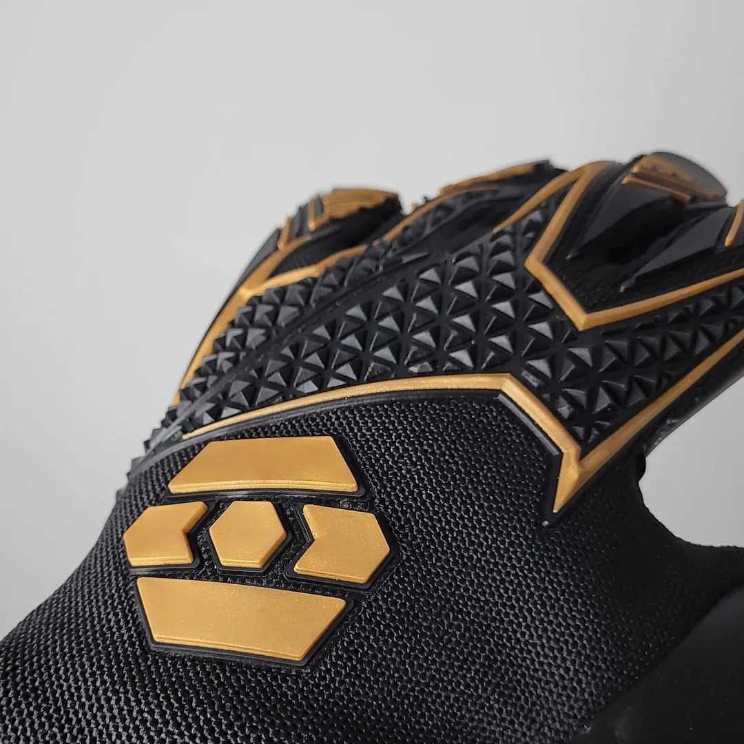 Close detail of the Black Hexagon GK knuckle guard and backhand