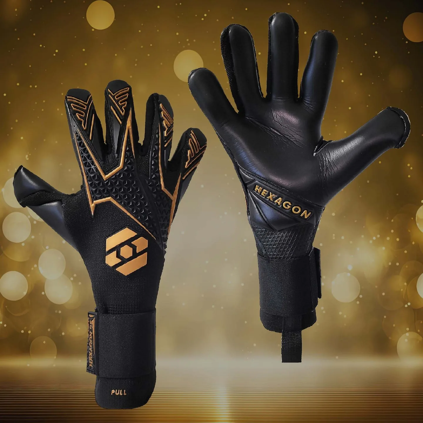 Front and back view of Hexagon GK gloves